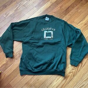 Vintage Green Grandpa's Fishing Buddy Sweater with slot for picture